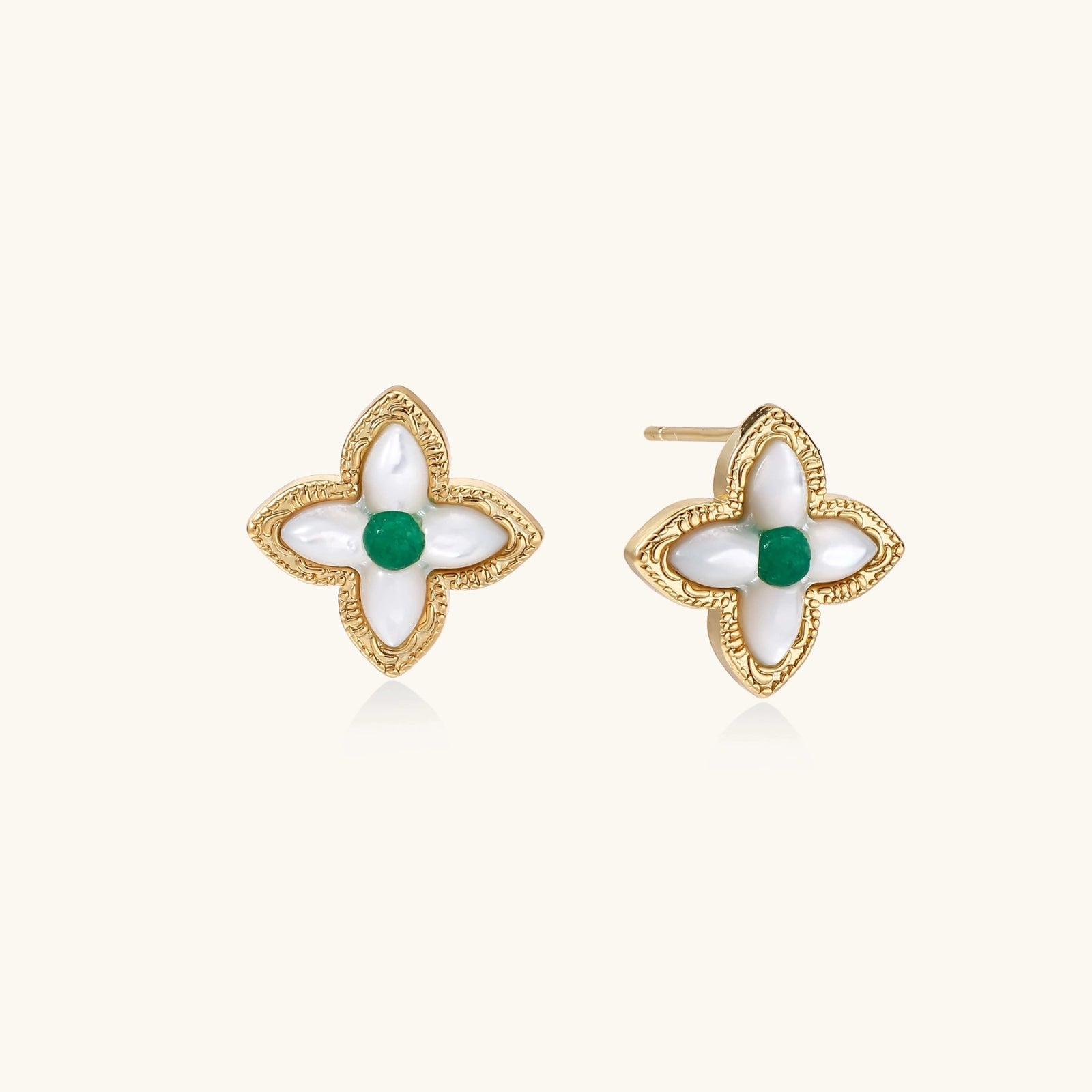 Lucky Clover Pearl Studs by Sieré