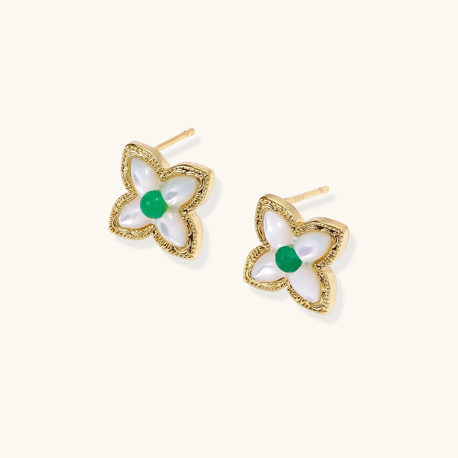 Lucky Clover Pearl Studs by Sieré