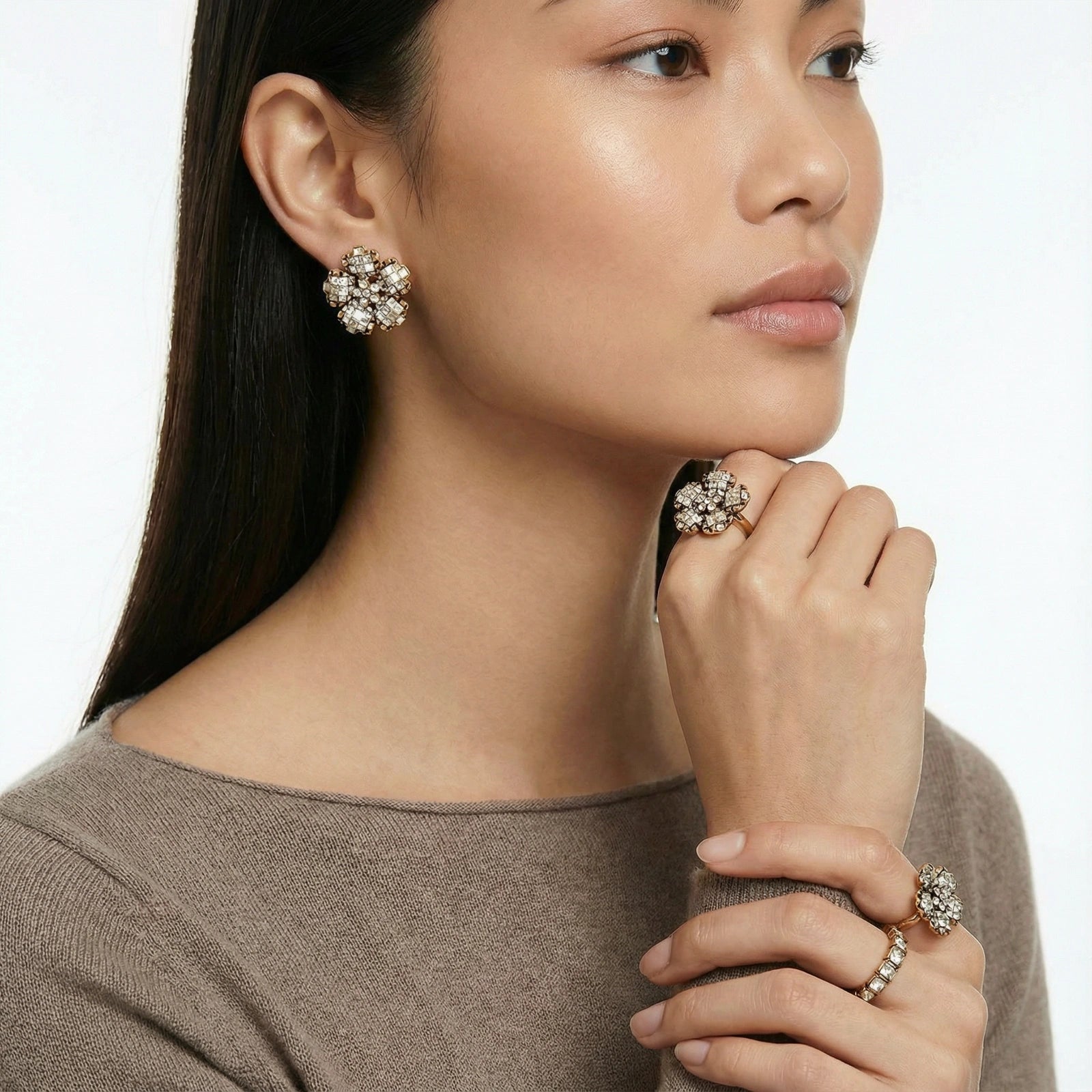 Crystal Bloom Statement Earrings by Sieré