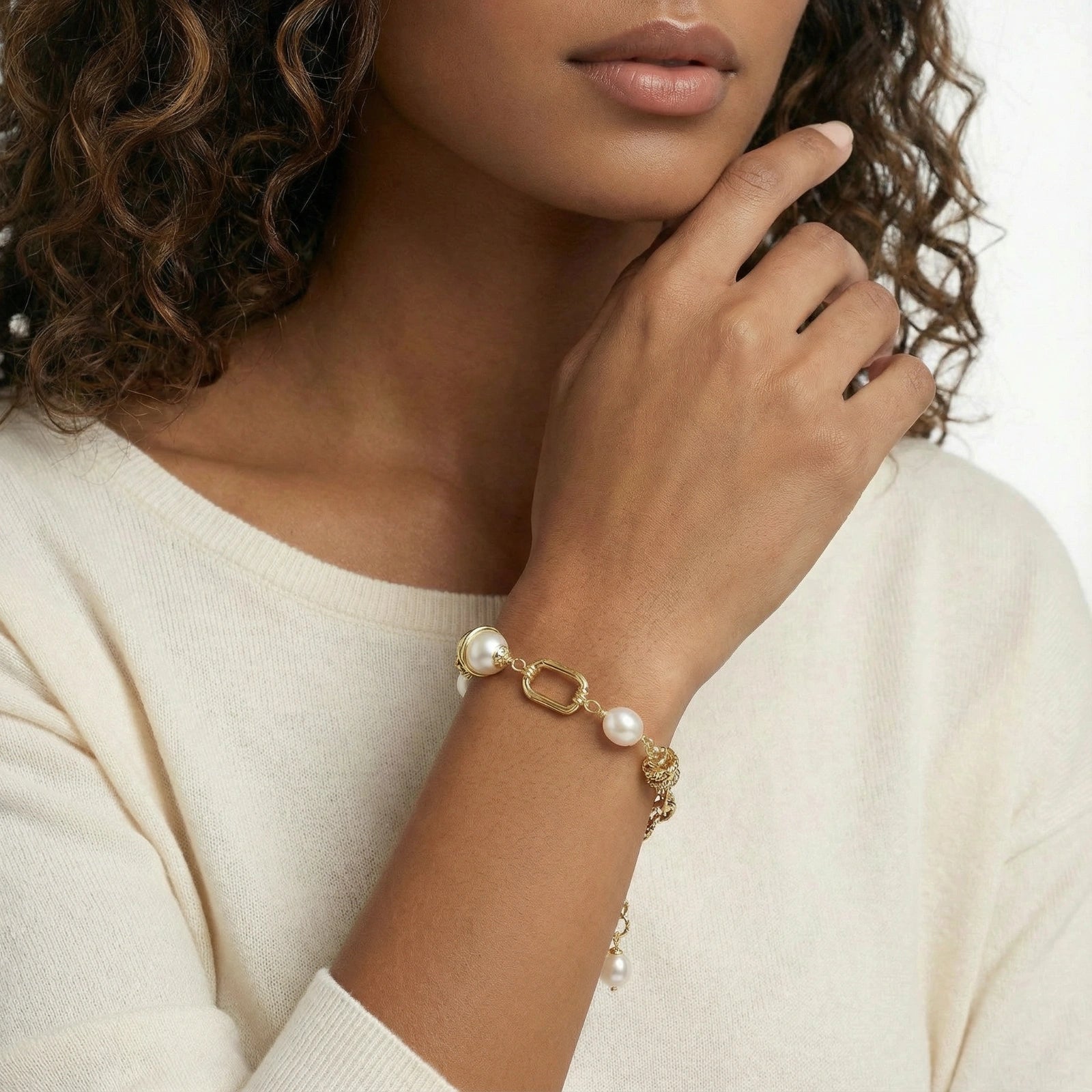 Golden Pearl Chain Bracelet by Sieré