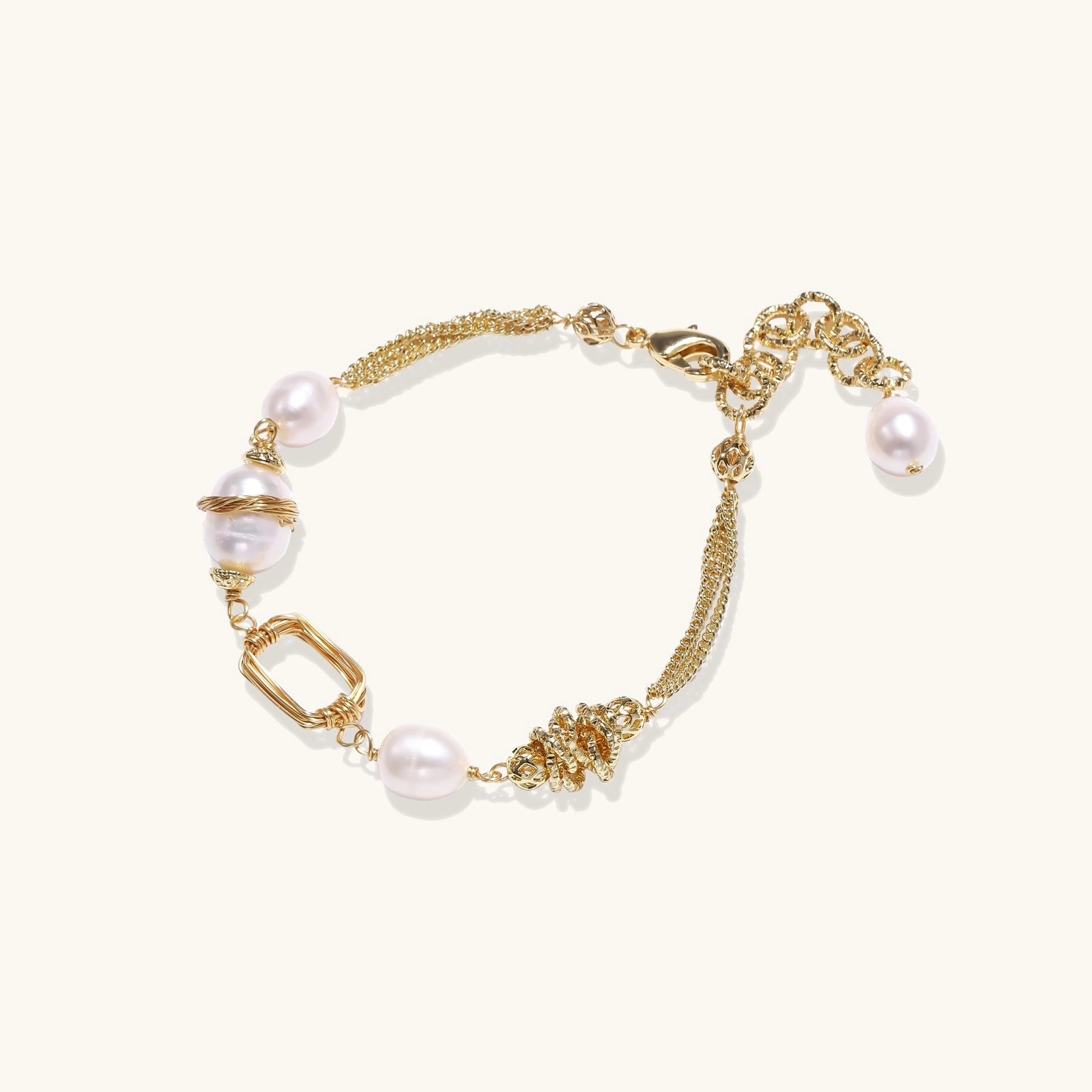 Golden Pearl Chain Bracelet by Sieré