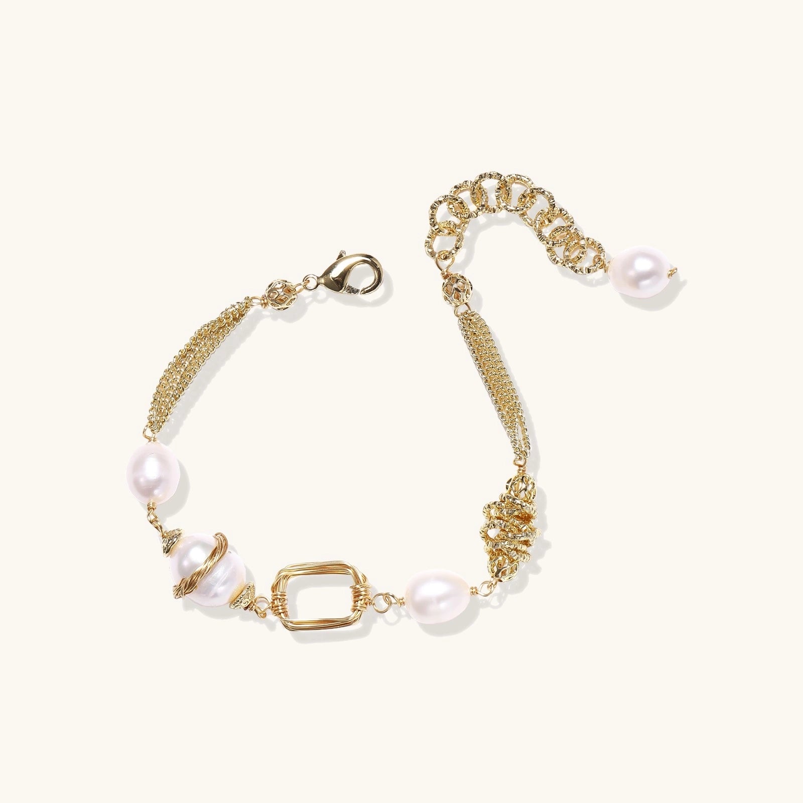 Golden Pearl Chain Bracelet by Sieré