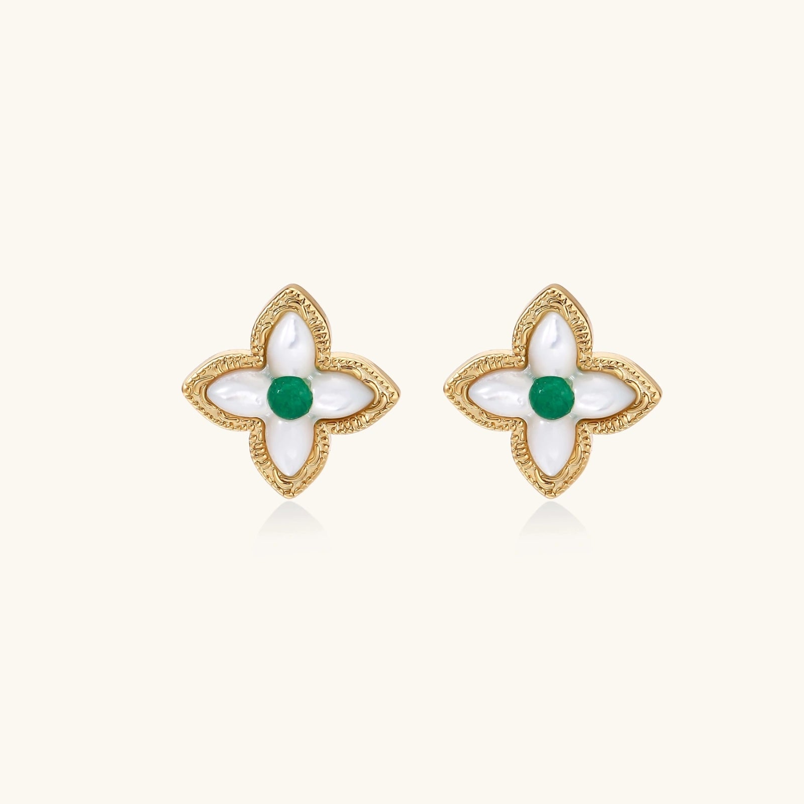 Lucky Clover Pearl Studs by Sieré