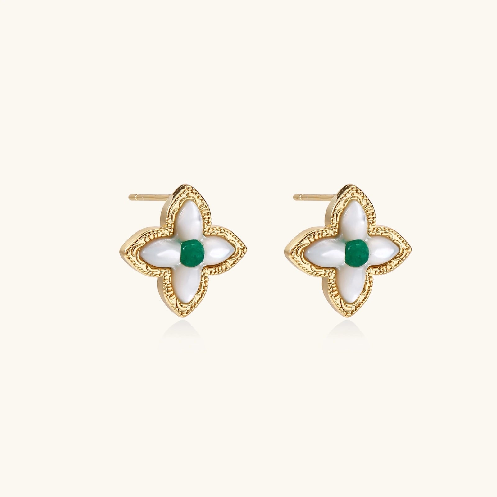 Lucky Clover Pearl Studs by Sieré