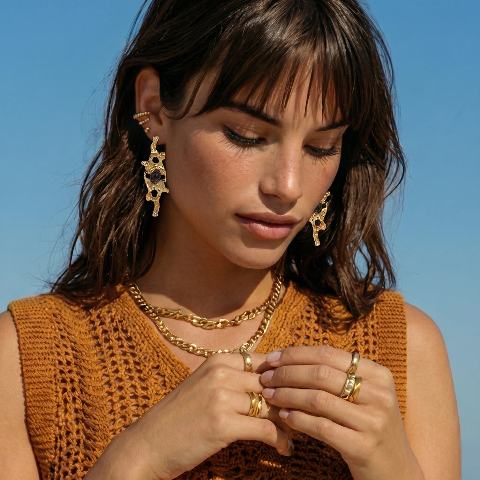 Liquid Gold Flow Earrings by Sieré